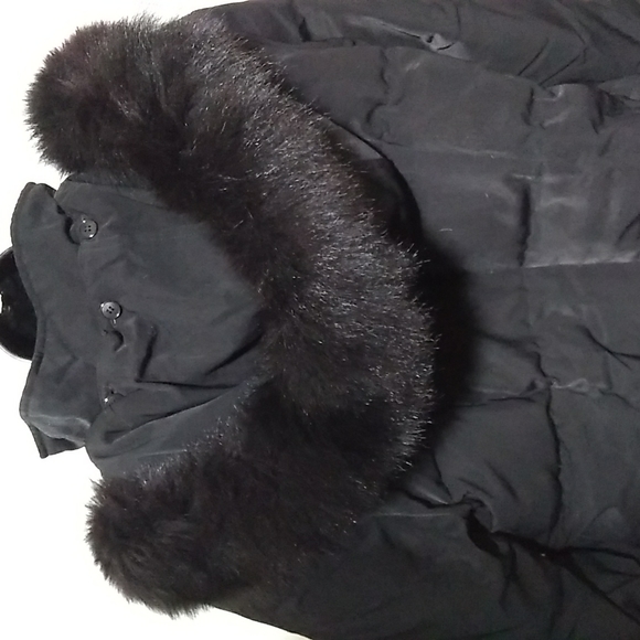 Anne Klein Waterfowl Feather Down Puffer Coat Opt.Fox Fur Trim Hood -LIKE NEW - Picture 5 of 12
